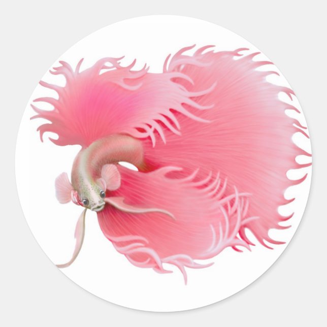 Adesivo Redondo Red Betta Splendens Fish Sticker (Frente)