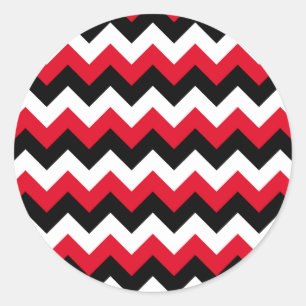 Adesivo Redondo Red Black and White Zigzag