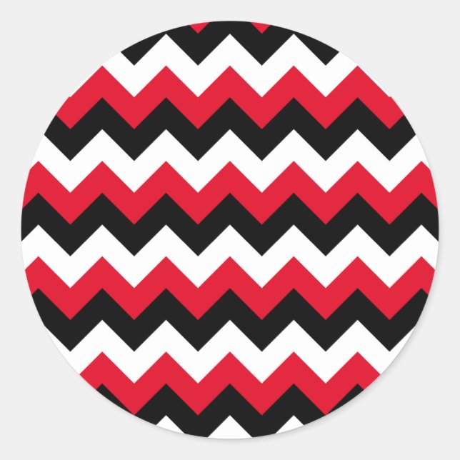 Adesivo Redondo Red Black and White Zigzag (Frente)