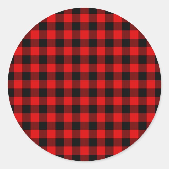 Adesivo Redondo Red Black Buffalo Lumberjack Check Natal (Frente)