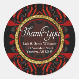 Adesivo Redondo Red Black + Gold Thank You round Stickers