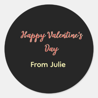 Adesivo Redondo Red black happy Valentine's day from name stylish 