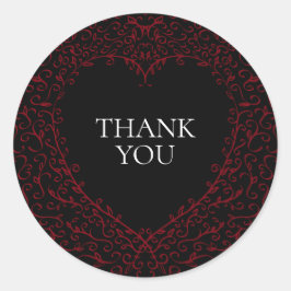 Adesivo Redondo Red Black Wedding Gothic Heart Belo Elegante