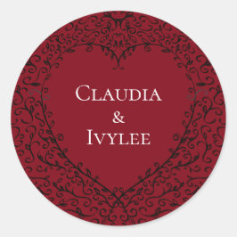 Adesivo Redondo Red Black Wedding Heart Gótico