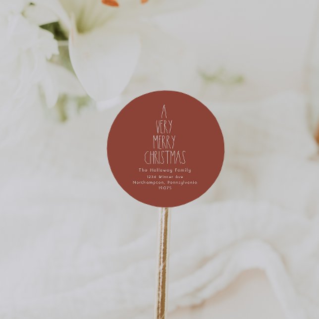 Adesivo Redondo Red Boho Um Envelope De Natal Muito Feliz (Criador carregado)