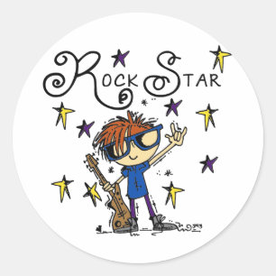 Adesivo Redondo Red Boy Rock Star