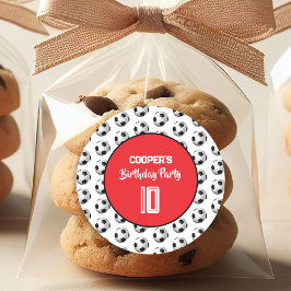 Adesivo Redondo Red Boy Soccer Birthday Party