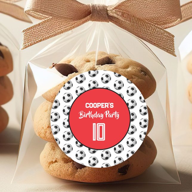 Adesivo Redondo Red Boy Soccer Birthday Party (Criador carregado)