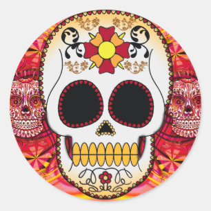Adesivo Redondo Red Calaveras Sticker