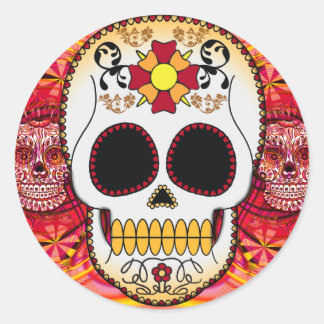 Adesivo Redondo Red Calaveras Sticker