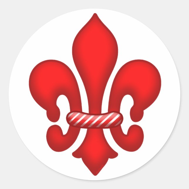 Adesivo Redondo Red Candy Holiday Fleur de lis Stickers (Frente)