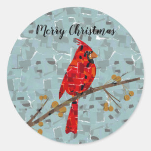 Adesivo Redondo Red Cardinal, a ave do Natal