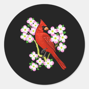 Adesivo Redondo Red Cardinal Dogwood Flower Norte Carolina Vi
