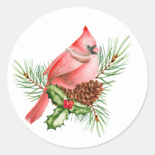Adesivo Redondo Red Cardinal on Pines