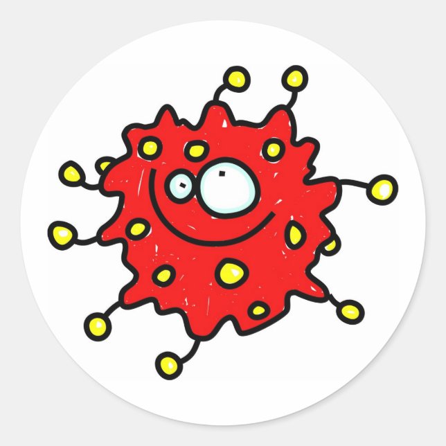 Adesivo Redondo Red Cartoon Germ (Frente)