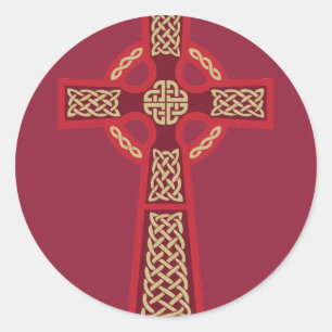 Adesivo Redondo Red Celtic Cross Stickers