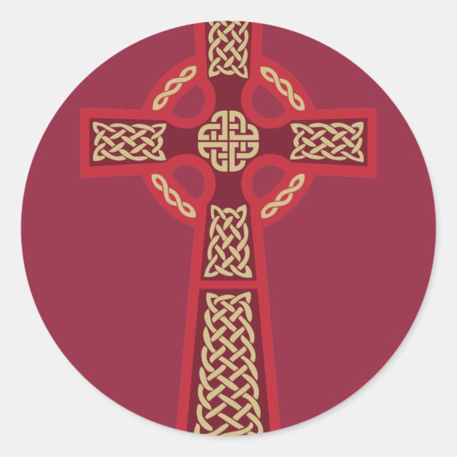 Adesivo Redondo Red Celtic Cross Stickers (Frente)