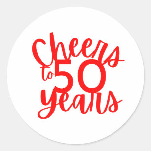 Adesivo Redondo Red Cheers to 50 Anos Sticker