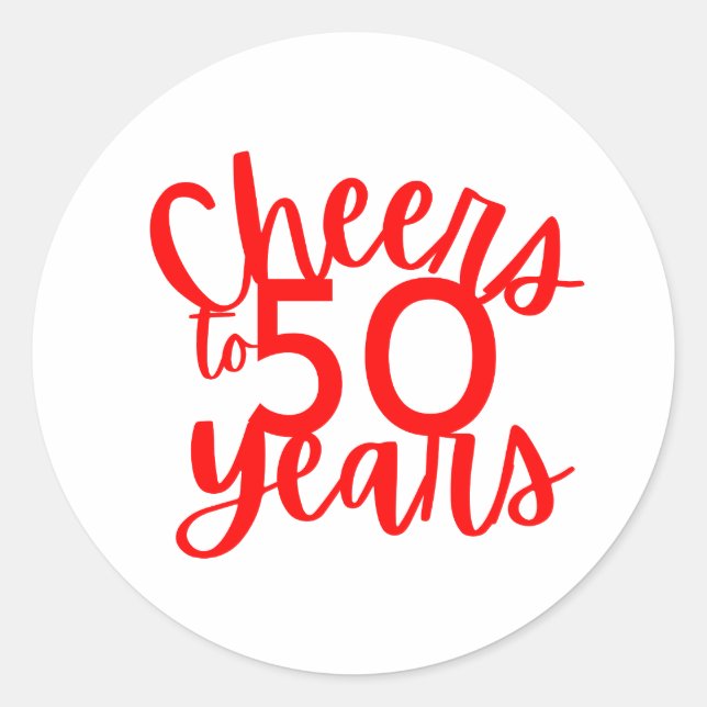 Adesivo Redondo Red Cheers to 50 Anos Sticker (Frente)