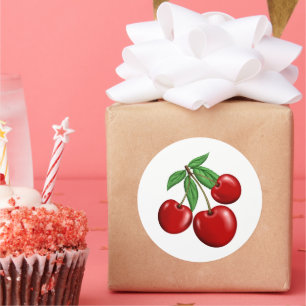 Adesivo Redondo Red Cherries - Diversão de Fruta