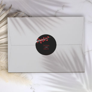 Adesivo Redondo Red Cherry Blossom Themed Wedding