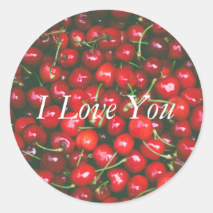 Adesivo Redondo Red Cherry - I Love You (texto personalizável)