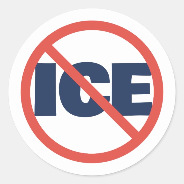 Adesivo Redondo Red Circle Anti-Trump ICE Political Opinion (Frente)