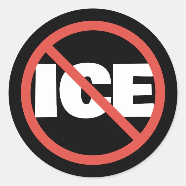 Adesivo Redondo Red Circle Anti-Trump ICE Political Opinion (Frente)