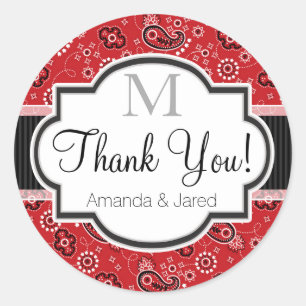 Adesivo Redondo Red Country Paisley Wedding