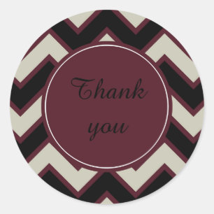 Adesivo Redondo Red Cream Black Chevron obrigado você