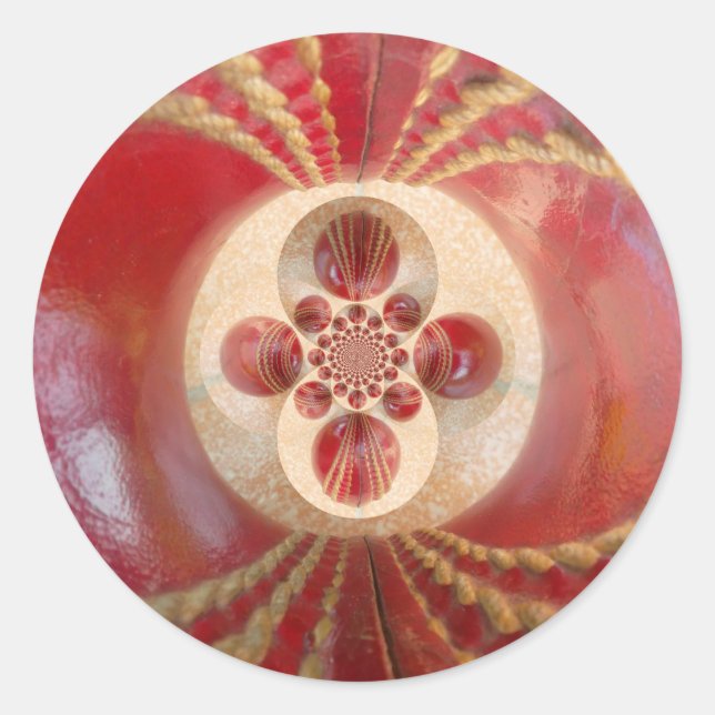 Adesivo Redondo Red Cricket Balls Abstrato (Frente)