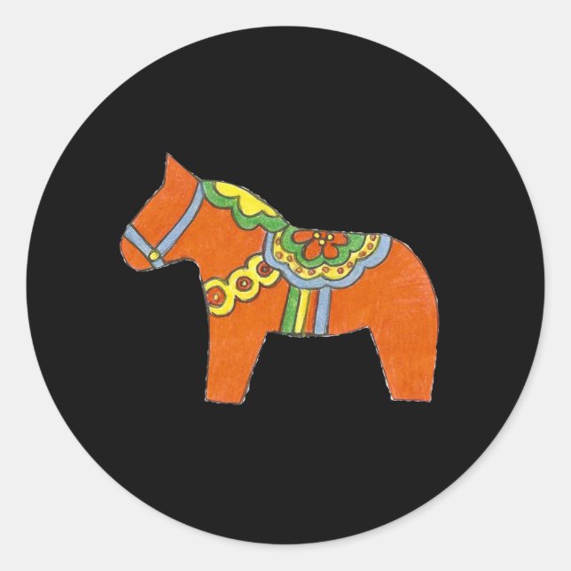 Adesivo Redondo Red Dala Horse Sticker (Frente)