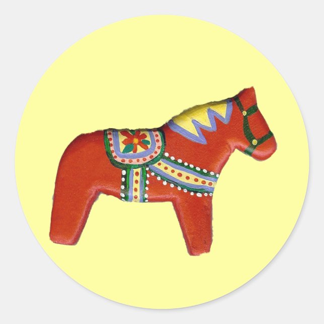 Adesivo Redondo Red Dala Horse Sticker (Frente)