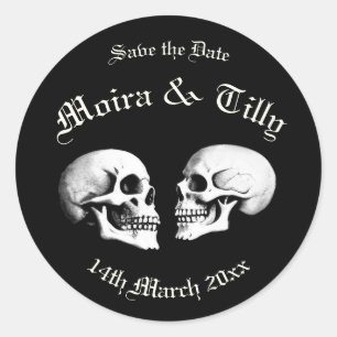 Adesivo Redondo Red Death Dancing Skeletons Casamento Gótico
