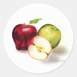 Adesivo Redondo Red Delicious e vovó Smith Apple Stickers