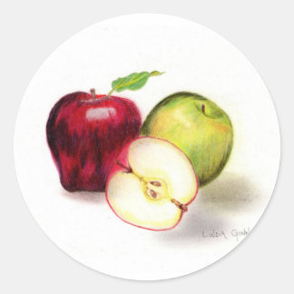 Adesivo Redondo Red Delicious e vovó Smith Apple Stickers