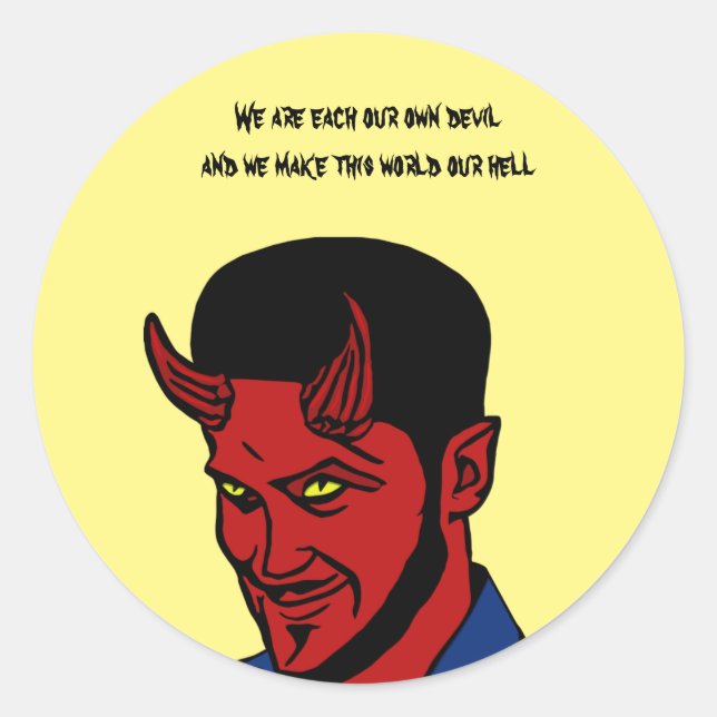 Adesivo Redondo Red Devil Demon Man Lucifer Horror Gótico Art (Frente)