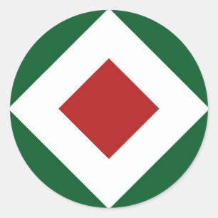Adesivo Redondo Red Diamond, Bold White Border em Verde