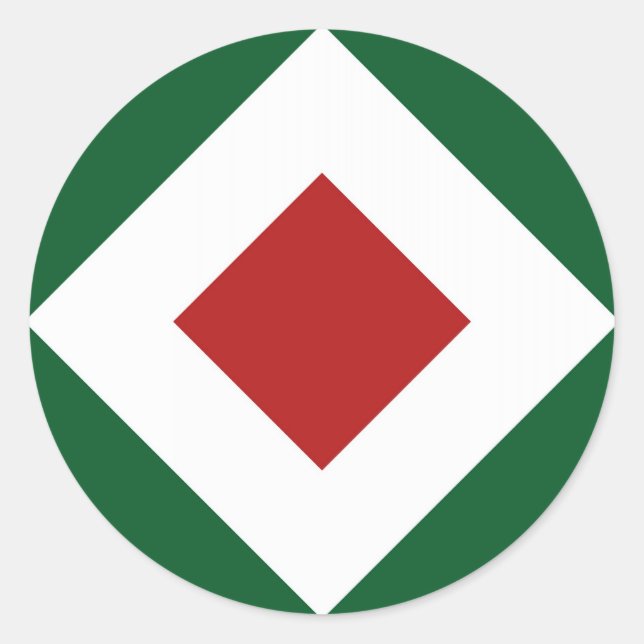 Adesivo Redondo Red Diamond, Bold White Border em Verde (Frente)