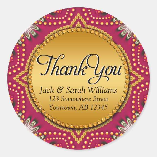 Adesivo Redondo Red Dourado Bohemian Obrigado Sticker (Frente)