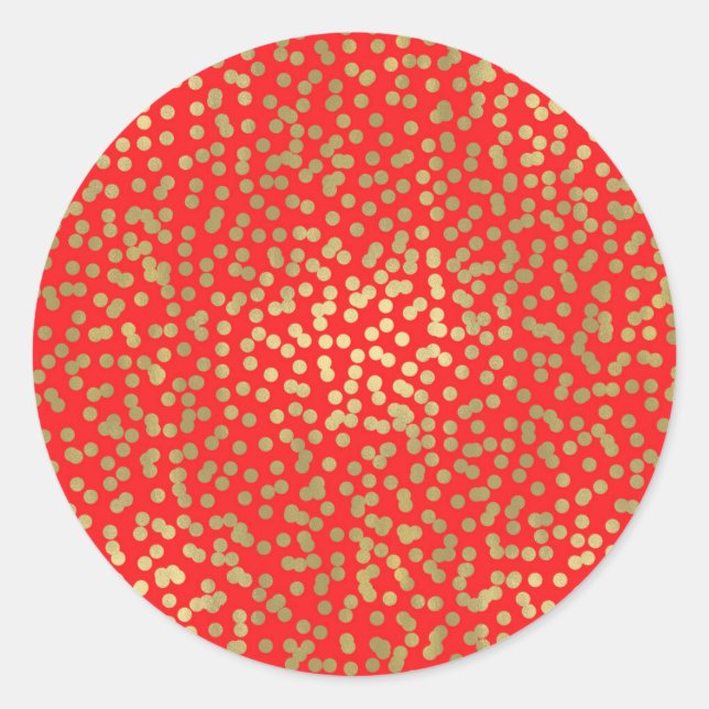 Adesivo Redondo Red & Dourado Dots Confetti Elegant Chic Glam Part (Frente)