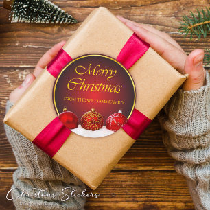 Adesivo Redondo Red & Dourado Holly Baubles Natal