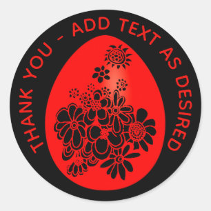 Adesivo Redondo Red EGG Ginger Party Sticker Red Black Personaliza