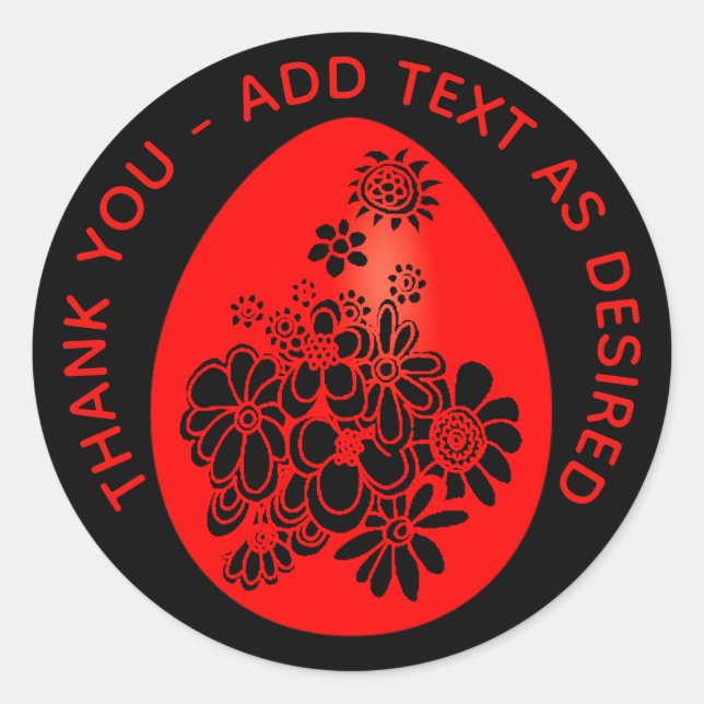 Adesivo Redondo Red EGG Party Sticker Red Black Personalizado (Frente)