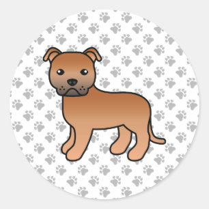 Adesivo Redondo Red English Staffordshire Bull Terrier Dog