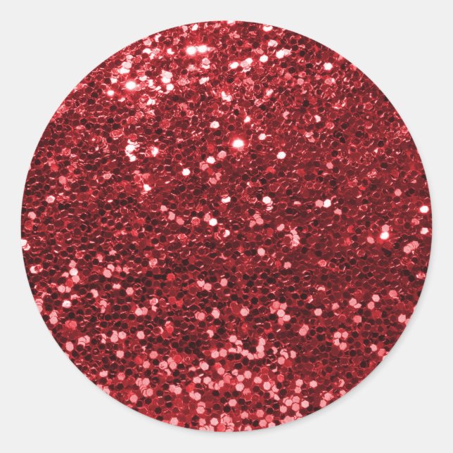 Adesivo Redondo Red Faux Glitter (Frente)