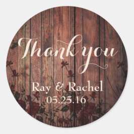 Adesivo Redondo Red Faux Lace Floral Obrigado