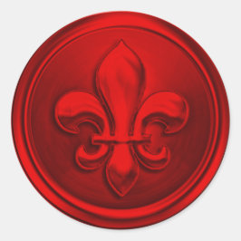 Adesivo Redondo Red Fleur de Lis Envelope Seal Emboscada