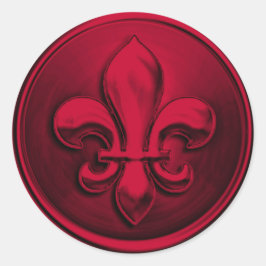 Adesivo Redondo Red Fleur de Lis Envelope Seal Emboscada