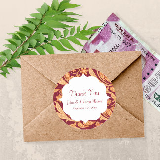 Adesivo Redondo Red Floral Henna Wedding Favor